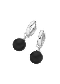 Herren Paar Creolen "Behang schwarze Achat-Kugeln oder weiße Perlen, Silber 925", Silber 925 (Sterlingsilber), schwarz, Giorgio Martello MILANO,