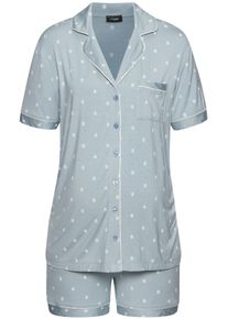Vivance Dreams Damen Umstandspyjama, Gr. 40, blau, Single Jersey, Obermaterial: 95% Viskose, 5% Elasthan, gemustert, feminin, Homewear-Sets, Schöner