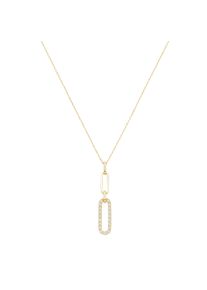 Luigi Merano Damen Kette mit Anhänger "längliche Glieder, mit Zirkonia Steinen, Gold 375", 45cm, Gelbgold 375, gold, Gelbgold 375, Halsketten