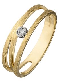 Jobo Damen Fingerring, 58, SI = kleine Einschlüsse, Gelbgold 585-Diamanten, gelb, Gelbgold 585, Diamanten, Fingerringe, 585 Gold bicolor mit Diamant