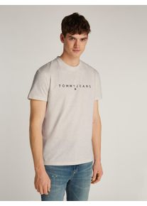 Herren Rundhalsshirt "TJM REG LINEAR LOGO TEE EXT", beige, casual, Gr. 5XL, Tommy Jeans PLUS, unifarben, bedruckt, Single Jersey, Obermaterial: 100%