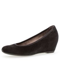 Gabor Damen Pumps, Gr. 43, schwarz, Ziegenveloursleder, unifarben, klassisch, Schuhe, Halbschuh, Keilabsatz, Schlupfschuh, in Saccetto Machart