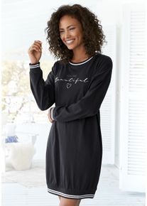 Vivance Dreams Damen Nachthemd, Gr. 32, schwarz, Single Jersey, Obermaterial: 100% Baumwolle, unifarben, Basic, Kleider, mit Ripp-Abschlüssen