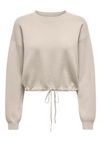 Only Damen Strickpullover "ONLSUMMER LIFE LS O-NECK STRING CC KNT", beige, modisch, Gr. XL, unifarben, Strick, Obermaterial: 52% Viskose, 28%