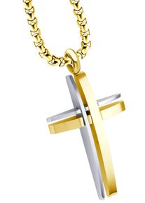 Firetti Damen Kette mit Anhänger "Schmuck Geschenk Kreuz", Edelstahl, L: 55cm B: 2,3mm, gold, Edelstahl, B:2,3mm, Halsketten