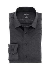 OLYMP Herren Langarmhemd "Luxor 24/Seven modern fit Jerseyshirt", grau, casual, Gr. 45, Jersey, Obermaterial: 92% Baumwolle, 8% Elasthan, Hemden, mit