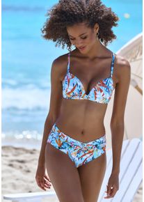 Venice Beach Damen Triangel-Bikini-Top "Caru", blau, Gr. 36, bedruckt, Recycling-Polyamid, Bikini-Oberteile, mit modernem Allover-Print