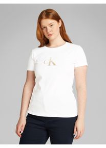 Damen T-Shirt "PLUS GRADIENT CK SLIM TEE", weiß, feminin, Gr. XXXL, Calvin Klein Jeans Plus, unifarben, Single Jersey, Obermaterial: 100% Baumwolle,
