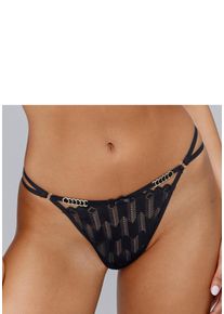 Lascana Damen String, Gr. 44, schwarz, Microtouch, Spitze, Obermaterial: 88% Polyamid, 12% Elasthan, Unterhosen, mit graphischer Spitze und
