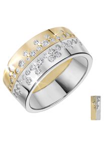Firetti Damen Fingerring "Schmuck Geschenk Silber 925 Silberring Bicolor", 56, Silber 925 (Sterlingsilber), 8,6mm, gelb, Silber 925 (Sterlingsilber),