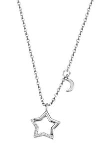 Firetti Damen Kette mit Anhänger "Schmuck Geschenk Silber 925 Halsschmuck Halskette Ankerkette Stern", Silber 925 (Sterlingsilber), L: 45cm B: 1,2mm,