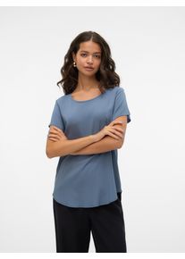 Véro Moda VERO MODA Damen Blusenshirt "VMBELLA SS TOP WVN GA NOOS", blau, modisch, Gr. XS, unifarben, Web, Obermaterial: 97% Viskose, 3% Elasthan, Shirts