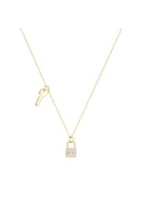 Luigi Merano Damen Collier "Schloss und Schlüssel, Zirkonia Steine, Gold 375", 45cm, Gelbgold 375, gold, Gelbgold 375, Halsketten