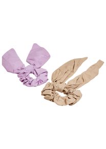 Urban Classics Damen Schmuckset "Urban Classics Unisex Scrunchies With XXL Bow 2-Pack", lila, unifarben, Baumwolle, Schmuck-Sets