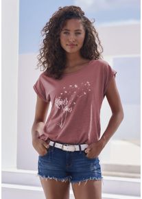 Vivance Damen T-Shirt "mit Frontdruck "Pusteblume"", lila, casual, Gr. 36, bedruckt, Obermaterial: 100% Baumwolle, Shirts, aus weicher