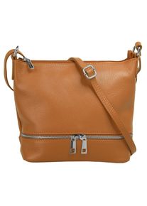 CLUTY Damen Umhängetasche, braun, Leder, unifarben, Taschen, echt Leder, Made in Italy