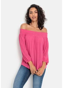Lascana Carmenbluse pink Gr. 32/34 für Damen. Mit Carmenausschnitt. Figurumspielend. Nachhaltig.