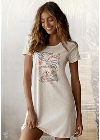 Lascana Sleepshirt mehrfarbig Gr. 32/34 für Damen. Rundhals und Print. Basic. Nachhaltig.