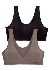 Petite Fleur Still-BH taupe+schwarz Gr. 36. Ohne Bügel