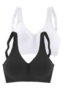 Petite Fleur Soft-BH weiß+schwarz Gr. 100E. Ohne Bügel. Nachhaltig.