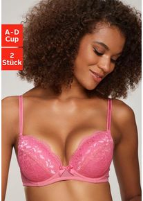 Petite Fleur Balconnet-BH pink+weiß Gr. 80D. Mit Schleife. Mit Bügel