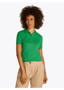 Tommy Hilfiger Damen Poloshirt "1985 Slim Fit Pique Premium"radiant grün, casual, Gr. XL, unifarben, Piquu00e9, Obermaterial: 95% Baumwolle, 5%