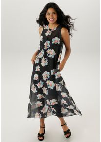 Damen Chiffonkleidschwarz, hellblau, gelb, rot, orange, hellgrün, grün, blau, pink, orange, weiß, modisch, Gr. 36, Aniston SELECTED, geblümt,
