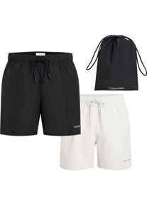 Herren Badeshortsschwarz, chalk, casual, Gr. XL, Calvin Klein Swimwear, unifarben, Polyester, Badehosen, mit Logo