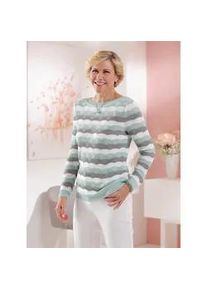 Classic Dog Strickpullover CLASSIC "Pullover", Damen, Gr. 54, bunt (kalkmint, steingrau, geringelt), 100% Polyacryl, gemustert, gestreift, mehrfarbig, Pullover Strickpullover