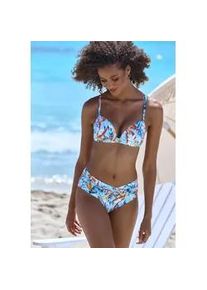 Triangel-Bikini-Top Venice Beach "Caru", Damen, Gr. 34, Cup A, blau (hellblau, bedruckt), Recycling-Polyamid, bedruckt, Bikini-Oberteile, mit modernem Allover-Print