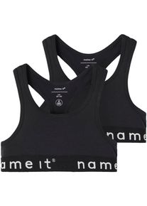 name it Baby Bustier "NKFSHORT TOP 2P", schwarz, casual, Gr. 134, unifarben, Jersey, Obermaterial: 95% Baumwolle, 5% Elasthan, BHs