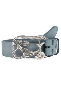 Damen Ledergürtel, blau, casual,modisch, Gr. 100, RETTUNGSRING BY SHOWROOM 019, unifarben, Leder, Gürtel, mit austauschbarer Schließe »Meerjungfrau