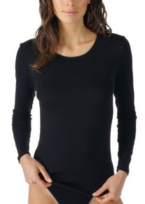 Mey Damen Langarmshirt "NOBLESSE", Gr. 46, schwarz, Feinripp, Obermaterial: 100% Baumwolle, unifarben, casual, Shirts, Ohne auftragende Seitennähte