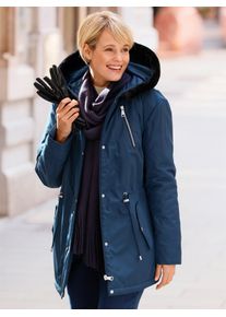 Classic Basics Damen Anorak, blau, Gr. 56, unifarben, 100% Polyester, Pelzimitat:100% Polyester, Wattierung:100% Polyester, Jacken