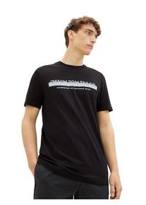 Herren T-Shirt, schwarz, casual, Gr. L, Tom Tailor Denim, Obermaterial: 100% Baumwolle, Shirts, mit Logofrontprint