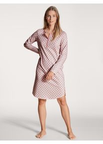 Calida Damen Nachthemd, Gr. S, rosa, Obermaterial: 100% Baumwolle, gemustert, casual, Kleider, mit seitlichen Beinschlitzen