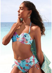 Sunseeker Damen Bikini-Hose "Modern", blau, Gr. 34, floral, bedruckt, Polyamid, Badehosen, seitlich regulierbar