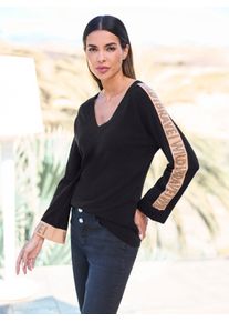 Heine Damen V-Ausschnitt-Pullover "Pullover", schwarz, Gr. 36, unifarben, 45% Viskose, 35% Polyamid, 20% Polyester, Pullover