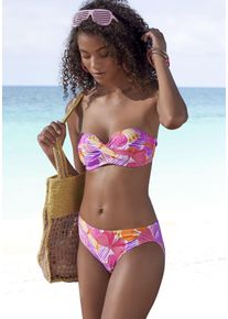 Sunseeker Damen Bügel-Bandeau-Bikini-Top, lila, Gr. 34, bedruckt, Microfaser, Polyamid, Bikini-Oberteile, mit Schmetterling-Design