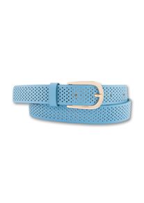 Bernd Götz BERND GÖTZ Damen Ledergürtel, blau, casual, Gr. 85, Rindsleder, Gürtel, mit Rasterprägung und Goldschließe