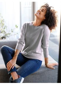 Classic Basics Damen Rundhalspullover "Rundhals-Pullover", grau, Gr. 48, unifarben, 100% Polyacryl, Pullover