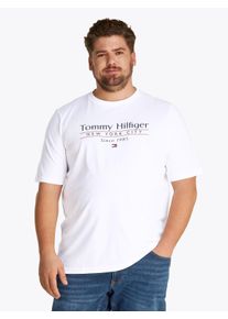 Tommy Hilfiger Big & Tall Herren T-Shirt "BT-HILFIGER CENTER STACK TEE-B", weiß, casual, Gr. XXXL, TOMMY HILFIGER BIG & TALL, Single Jersey, Obermaterial: 100% Baumwolle,