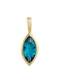 OROLINO Damen Ketten-Anhänger "585 Gold mit Blautopas (beh.) Navette-Schliff", ONE-SIZE, Gold, 0,5 g, gelb, Gold, Schmuckanhänger