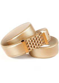 Anthoni Crown Damen Ledergürtel, gold, Gr. 95, unifarben, Leder, Gürtel, mit Fashion-Koppelschließe, abgesteppte Ränder