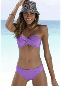 s.Oliver Damen Bandeau-Bikini-Top "Spain", lila, Gr. 34, unifarben, Microfaser, Microfaser, Bikini-Oberteile, in unifarben mit Wickeloptik