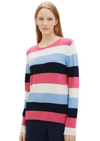 Tom Tailor Damen Rundhalspullover, bunt, Basic, Gr. XL, gestreift, Feinstrick, Obermaterial: 60% Baumwolle, 40% Viskose, Pullover, mit feiner Struktur