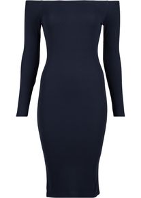 Urban Classics Damen Shirtkleid "Urban Classics Damen Ladies Off Shoulder Longsleeve Rib Dress", schwarz, klassisch, Gr. XL, unifarben, 97%