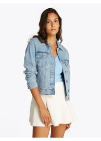 Tommy Jeans Damen Jeansjacke "CLASSIC TRUCKER JACKET BI8110", blau, casual, Gr. XS, unifarben, Denim/Jeans, Obermaterial: 99% Baumwolle, 1% Elasthan,