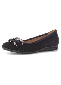 Gabor Damen Ballerina "FLORENZ", Gr. 36, schwarz, Ziegenveloursleder, klassisch, Schuhe, Keilabsatz, Bequemschuh, Slipper, Businessschuh in Weite G