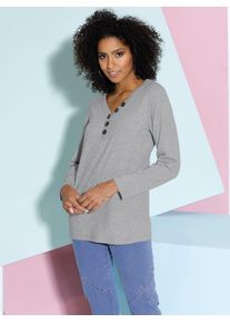 Damen Langarmshirt "Shirt", grau, Gr. 40, unifarben, meliert, 100% Baumwolle, 90% Baumwolle, 10% Viskose, Shirts